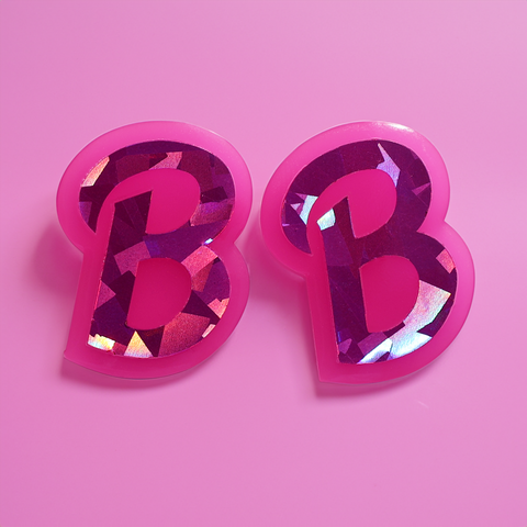 LARGE PLASTIC FANTASTIC INITIAL EARRINGS