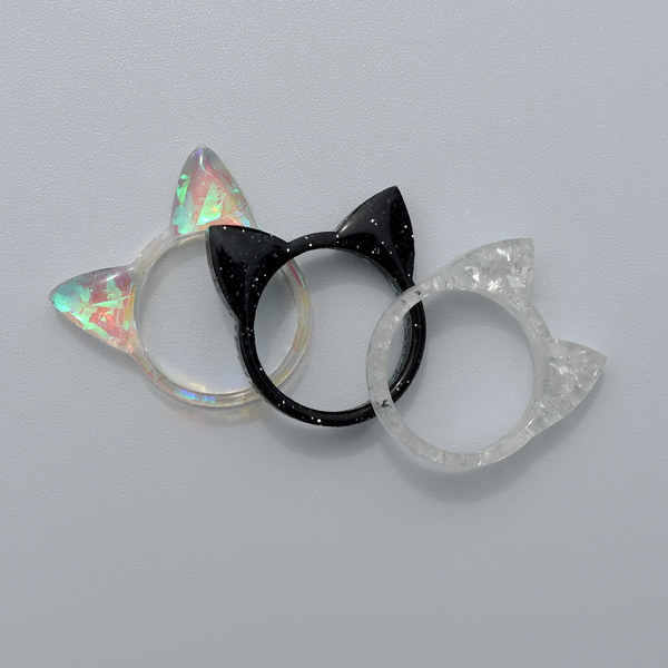 WHITE ANIMAL EAR RINGS