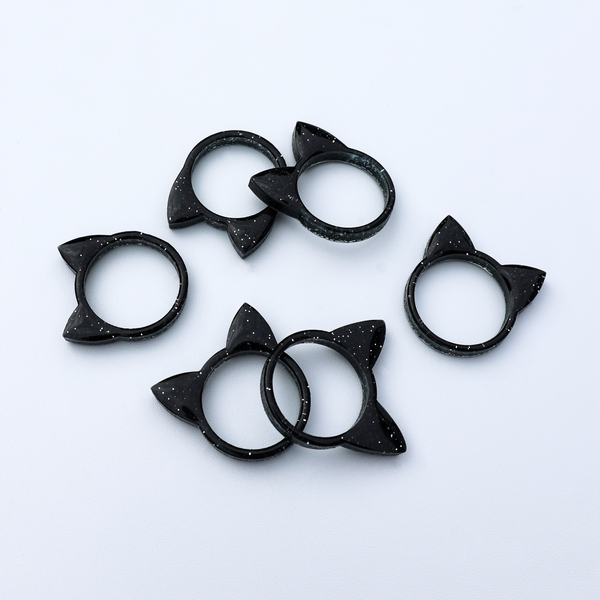 BLACK ANIMAL EAR RINGS