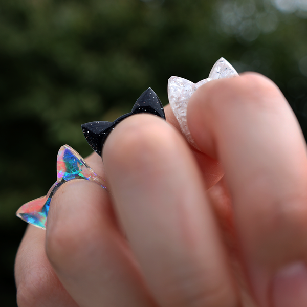 WHITE ANIMAL EAR RINGS