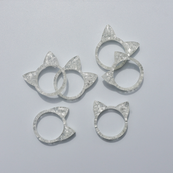 WHITE ANIMAL EAR RINGS