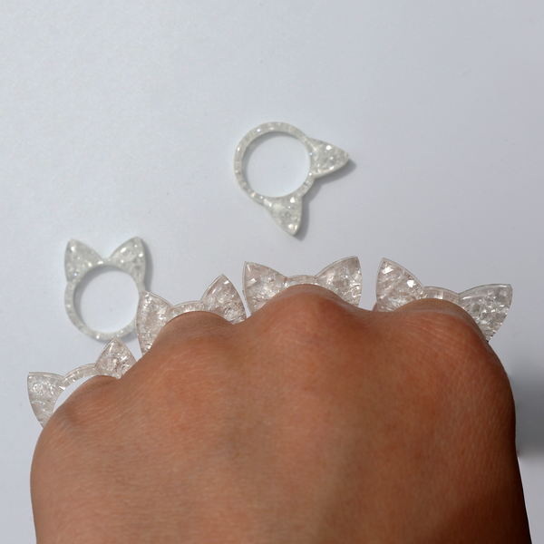 WHITE ANIMAL EAR RINGS