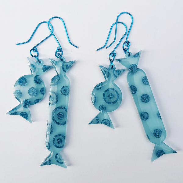 LIGHT BLUE GLAM CANDY EARRINGS