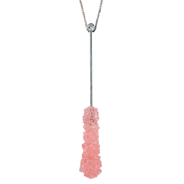 PEACH ROCK CANDY SWIZZLE STICK NECKLACE