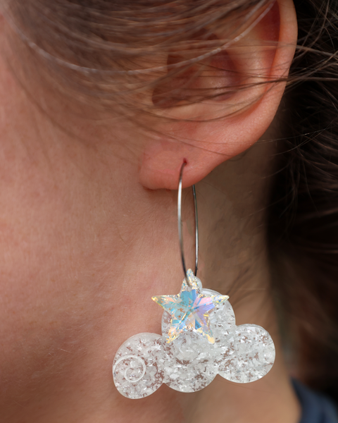 WHITE COSMIC CLOUD EARRINGS